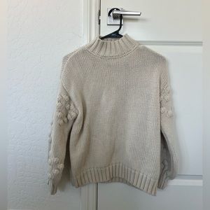 Beige/ cream chunky knit sweater with bubble sleeve
